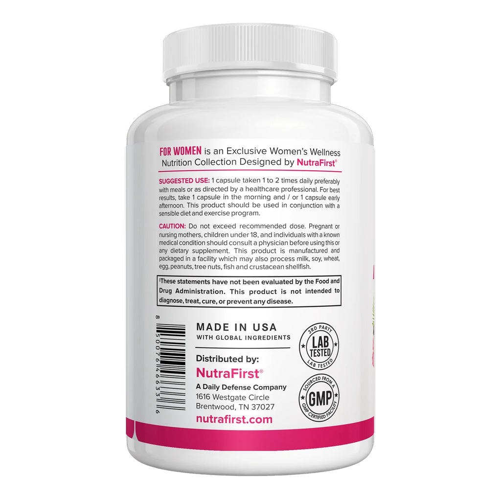 Thermogenic Fat Burner for Women, 120 capsule bottle, directions, warnings and quality badges