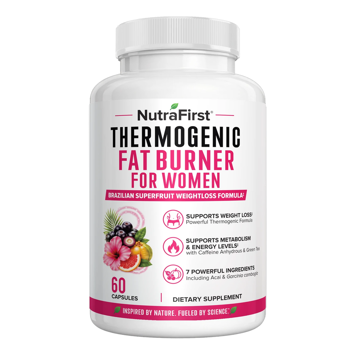 Thermogenic Fat Burner for Women, 60 capsule bottle, front