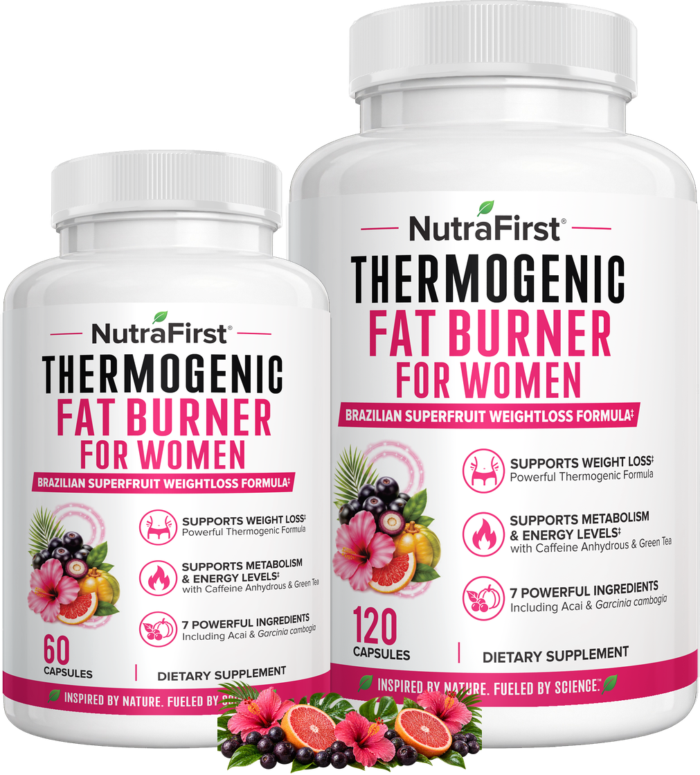 NutraFirst Thermogenic Fat Burner for Women, 60 and 120 capsule bottles
